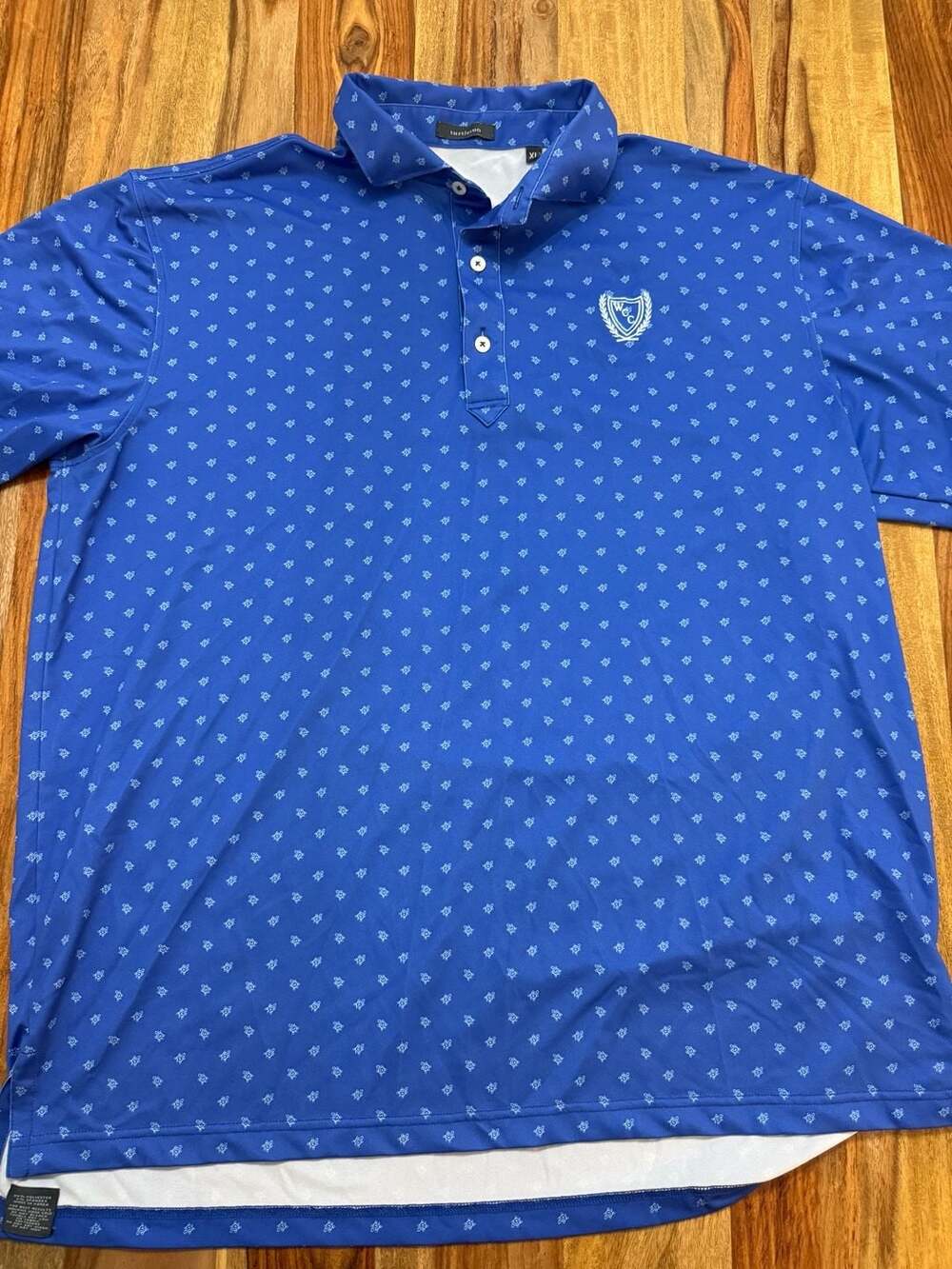 Turtleson Blue Patterned Golf Polo Shirt Mens XL WCC Crest Logo